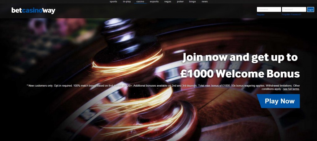 Betway's front page